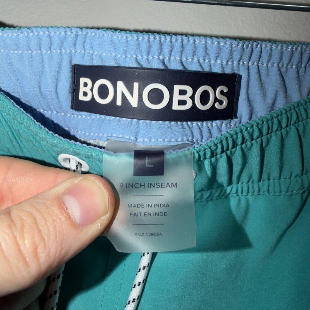 Bonobos Teal Swim Shorts Size L Drawstring Elastic Waist Quick Dry Beach - Picture 3 of 5